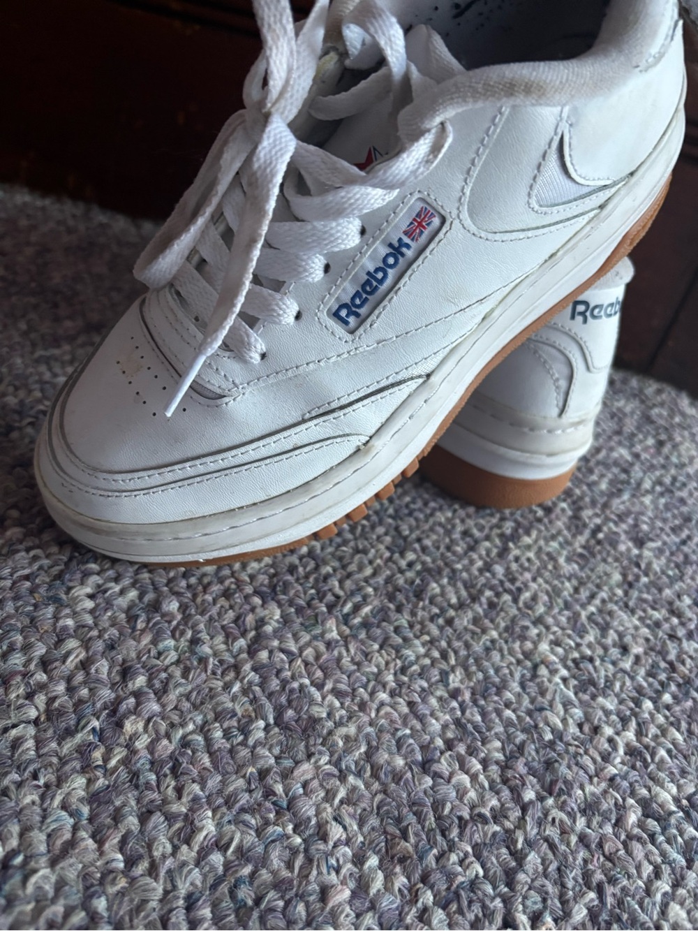 Reebok White Leather Low-Top Sneakers with Gum Outsole